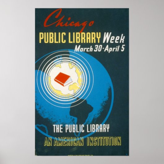 De openbare bibliotheek Vintage Poster (Voorkant)