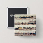 De opening van Stockton en Darlington Vierkante Button 5,1 Cm (Voorkant /achterkant)