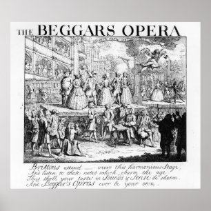 De Opera Burlesqued van Beggar, 1728 Poster