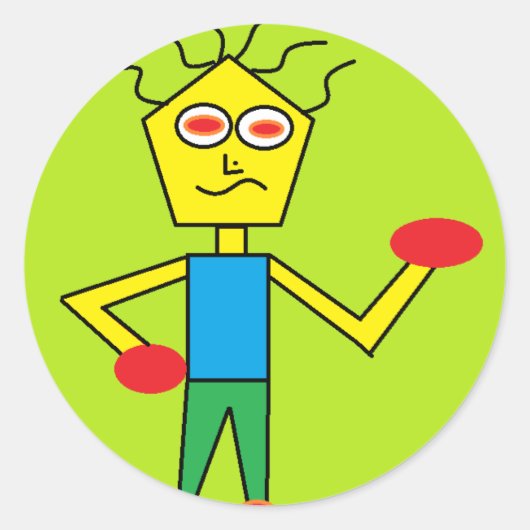 De opgewonden kerel ronde sticker (Voorkant)