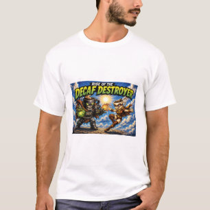 De Opkomst van de Decaf Destroyer Koffie Superheld T-shirt