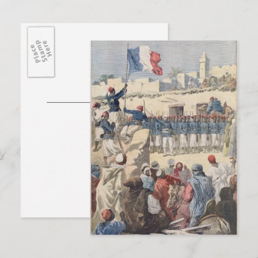 De opkomst van de Franse vlag op Timbuktu Briefkaart (Voorkant / Achterkant)