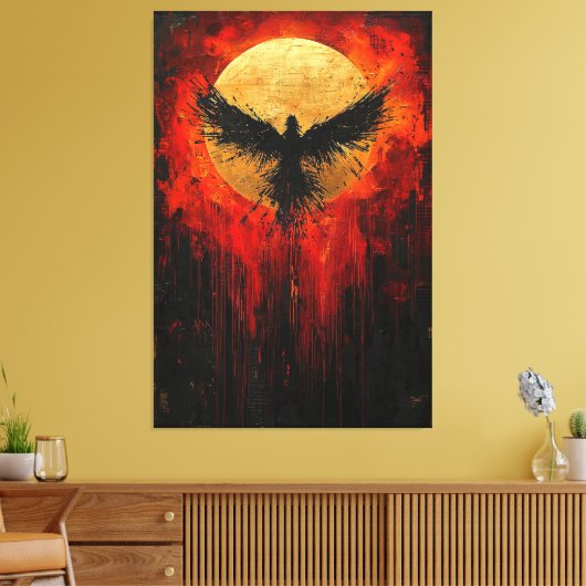 De opkomst van de Phoenix Contemporary Expressioni Canvas Afdruk (Insitu (Woonkamer))