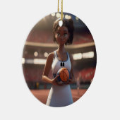 De opkomst van het bruine netball meisje keramisch ornament (Rechts)