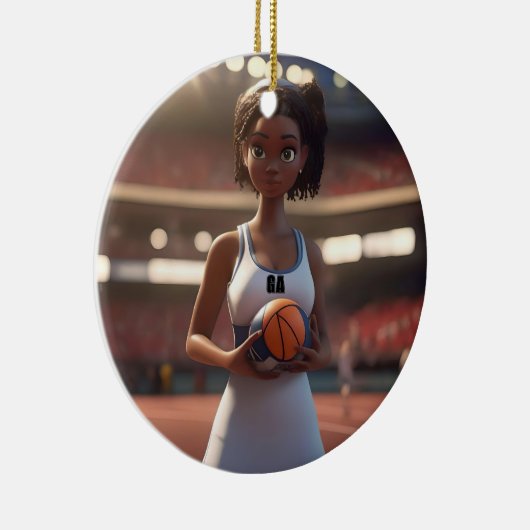 De opkomst van het bruine netball meisje keramisch ornament (Rechts)