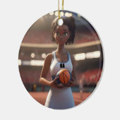 De opkomst van het bruine netball meisje keramisch ornament (Links)