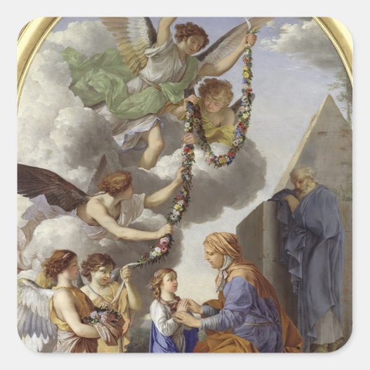 De opleiding van de maagd vierkante sticker (Voorkant)