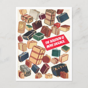"De oplossing is meer bagage" Vintage Travel Briefkaart