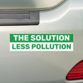 De oplossing Less Pollution Green Bumper Sticker (Op auto)
