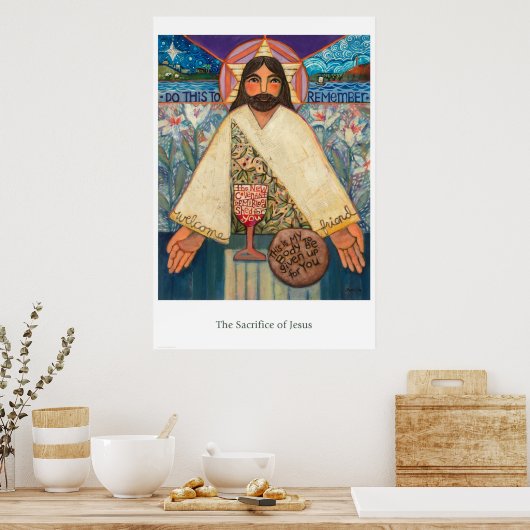 De opoffering van Jezus New Covenant poster (Keuken)