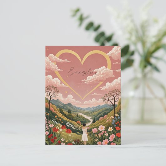 De oprechte blik van een meisje gepersonaliseerd briefkaart (Staand voorkant)