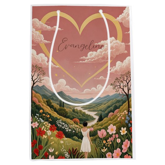 De oprechte blik van een meisje gepersonaliseerd medium cadeauzakje (Voorkant)