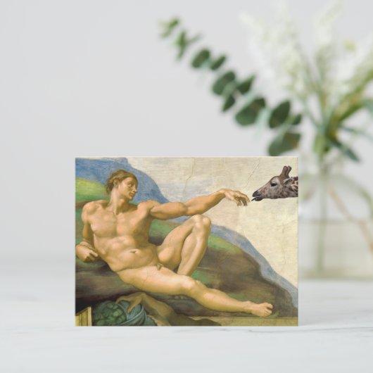 De oprichting van Adam Parody Briefkaart (Staand voorkant)