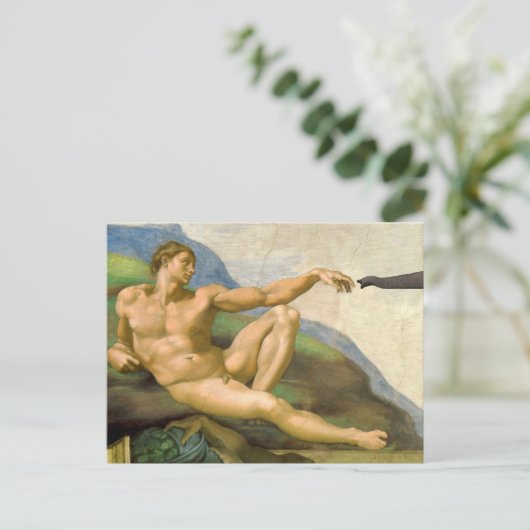 De oprichting van Adam Parody Briefkaart (Staand voorkant)