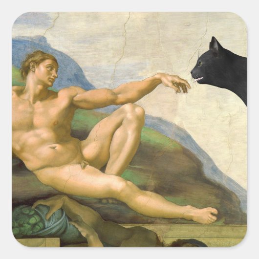 De oprichting van Adam Parody Vierkante Sticker (Voorkant)