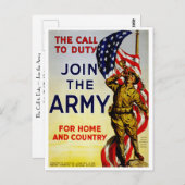 De oproep tot dienst ~ Doe mee met het leger Briefkaart (Voorkant / Achterkant)