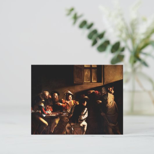 De oproep van Matthew door Caravaggio (1600) Briefkaart (Staand voorkant)