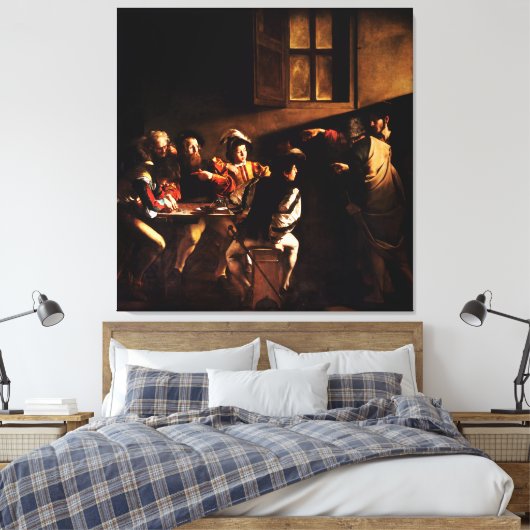 De oproep van Matthew door Caravaggio (1600) Canvas Afdruk (Insitu (Slaapkamer))