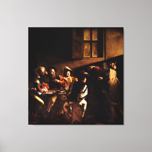 De oproep van Matthew door Caravaggio (1600) Canvas Afdruk