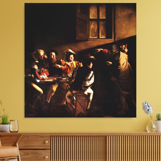 De oproep van Matthew door Caravaggio (1600) Canvas Afdruk (Insitu (Woonkamer))