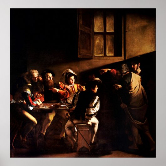 De oproep van Matthew door Caravaggio (1600) Poster (Voorkant)