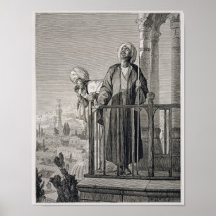 De oproep van Muezzin aan Prayer, 19e eeuw Poster