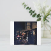 De oproep van Saint Matthew, Caravaggio Briefkaart (Staand voorkant)