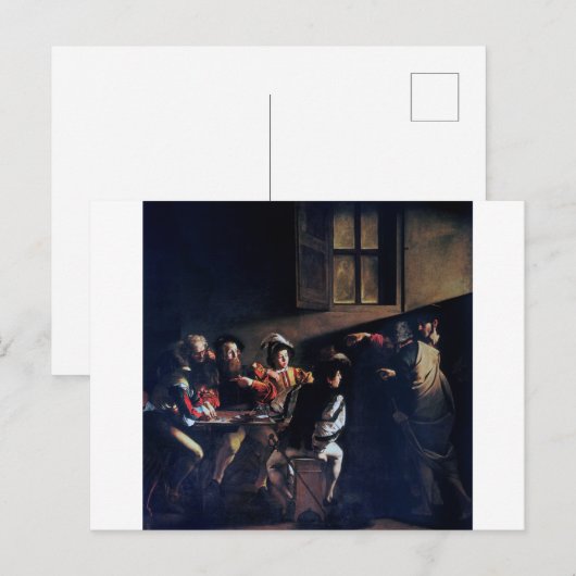 De oproep van Saint Matthew, Caravaggio Briefkaart (Voorkant / Achterkant)