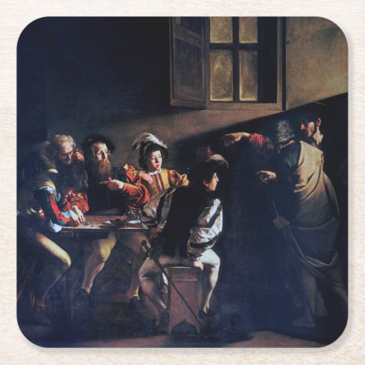 De oproep van Saint Matthew, Caravaggio Kartonnen Onderzetters (Voorkant)