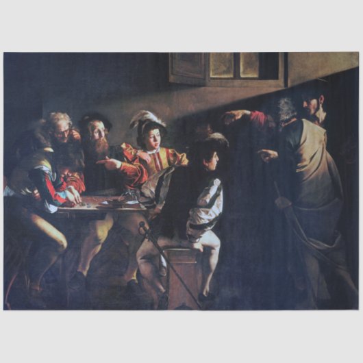 De oproep van Saint Matthew, Caravaggio Tissuepapier (Voorkant)