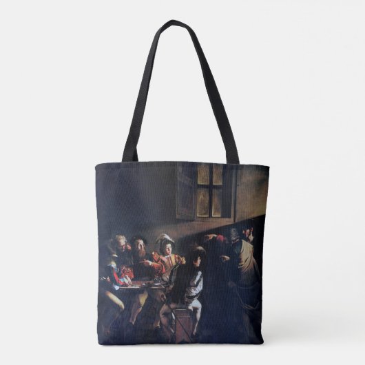 De oproep van Saint Matthew, Caravaggio Tote Bag (Achterkant)