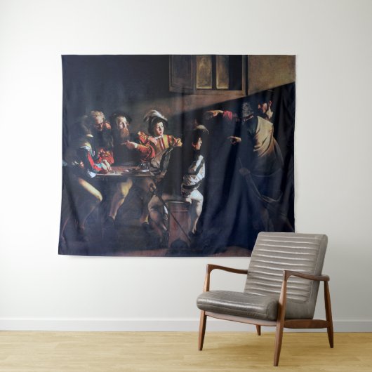 De oproep van Saint Matthew, Caravaggio Wandkleed (In Situ (horizontaal))
