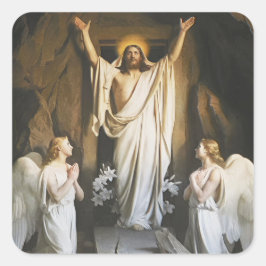 De opstanding door Carl Bloch, Religieuze Kunst Vierkante Sticker