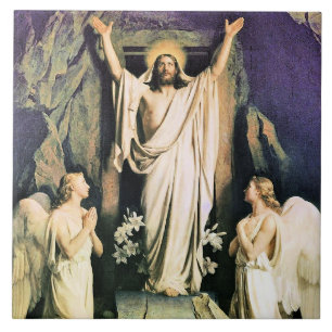 De opstanding van Christus, schilderij van Carl Bl Tegeltje