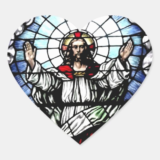 De opstanding van onze Heer (Glas in lood) Hart Sticker (Voorkant)