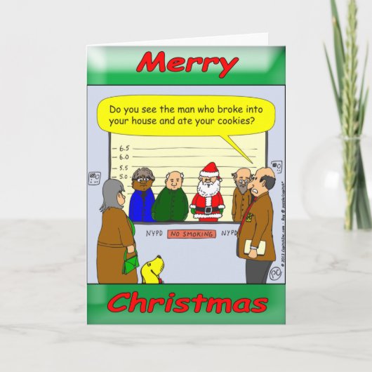 De opstelling van de politie. Is Kerstman etend Feestdagen Kaart (Voorkant)