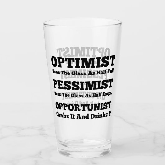 De optimist, de pessimist & de opportunist glas (Voorkant)