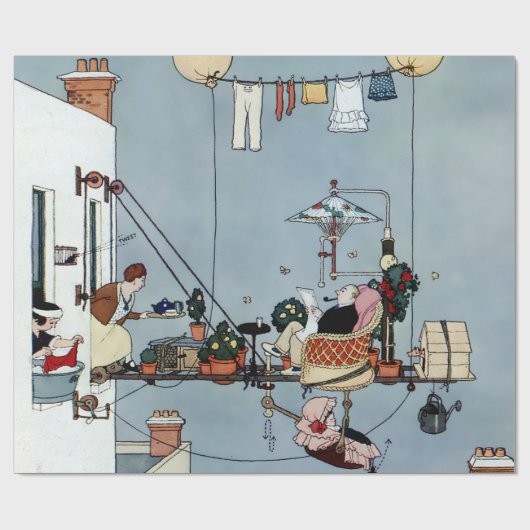 “De opvouwbare tuin” van W Heath Robinson Cadeaupapier (Vlak)