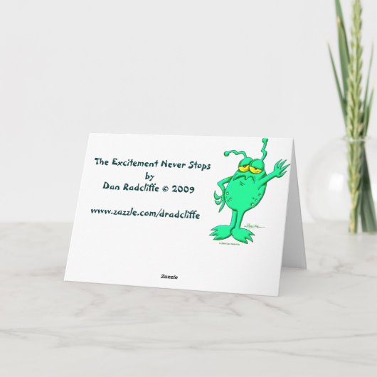 De opwinding stopt nooit kaart (Achterkant)