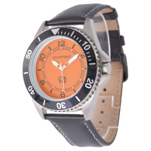 De Oranje Achtergrond Kleur personaliseert dit! Horloge