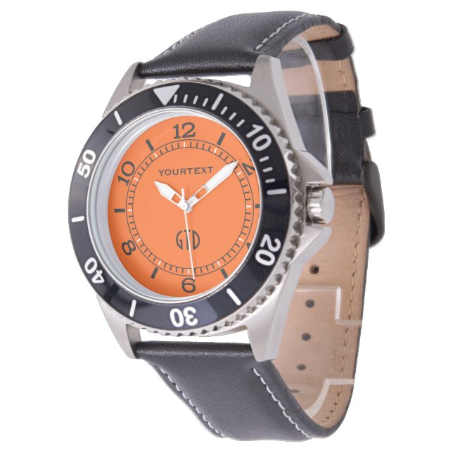 De Oranje Achtergrond Kleur personaliseert dit! Horloge (Gekanteld)