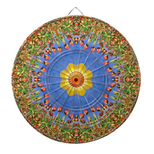 De  Oranje blauwe kaleidoscoop van de zon Dartbord (Voorkant)