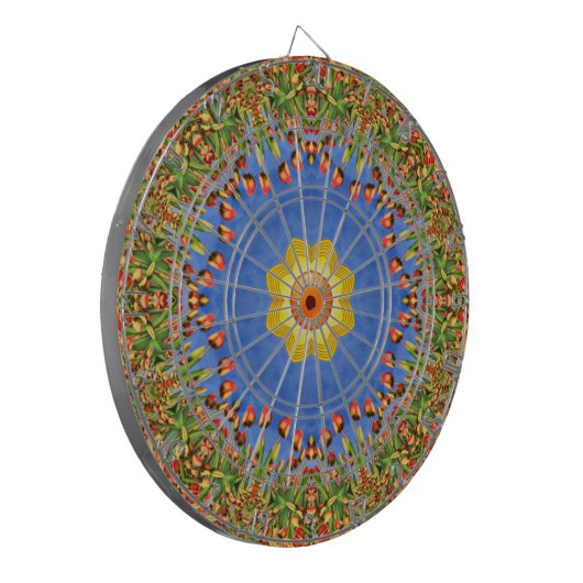 De  Oranje blauwe kaleidoscoop van de zon Dartbord (Voorkant Links)