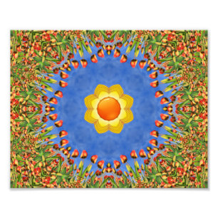 De  Oranje blauwe kaleidoscoop van de zon Foto Afdruk