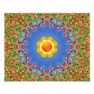 De  Oranje blauwe kaleidoscoop van de zon Foto Afdruk
