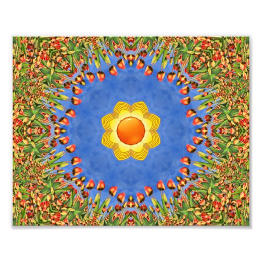 De Oranje blauwe kaleidoscoop van de zon Foto Afdruk (Voorkant)