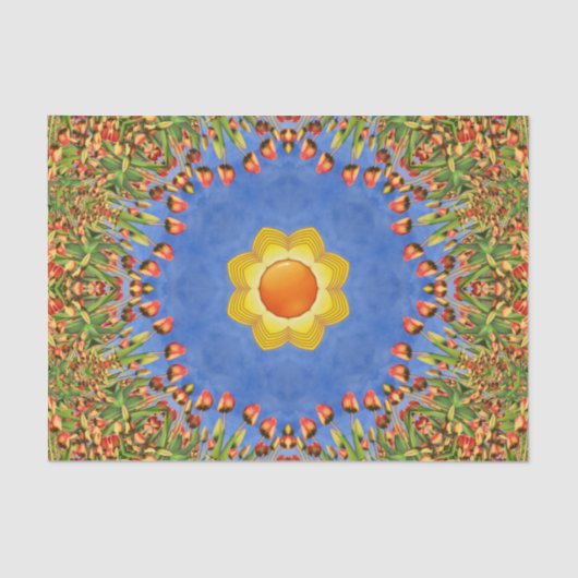 De  Oranje blauwe kaleidoscoop van de zon Tissuepapier (Voorkant)