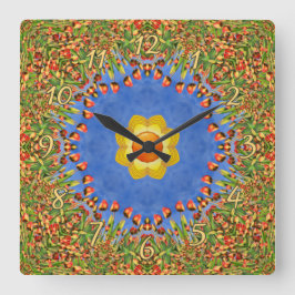 De Oranje blauwe kaleidoscoop van de zon Vierkante Klok