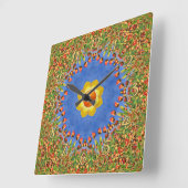 De  Oranje blauwe kaleidoscoop van de zon Vierkante Klok (Hoek)