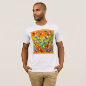 "De Oranje bloemen" schilderen. Bestel nu T-shirt (Voorkant volledig)